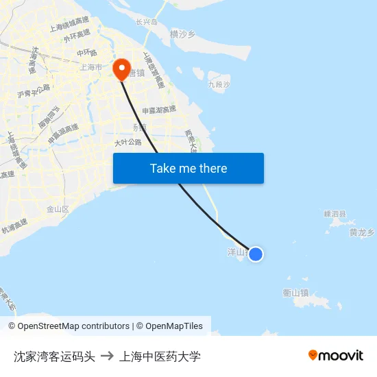 沈家湾客运码头 to 上海中医药大学 map