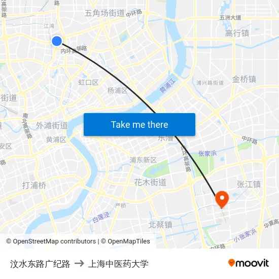 汶水东路广纪路 to 上海中医药大学 map