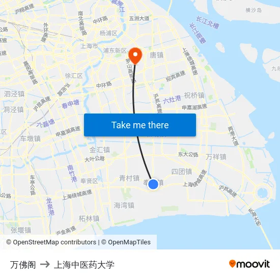万佛阁 to 上海中医药大学 map