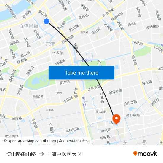博山路崮山路 to 上海中医药大学 map