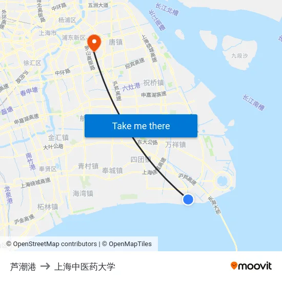 芦潮港 to 上海中医药大学 map