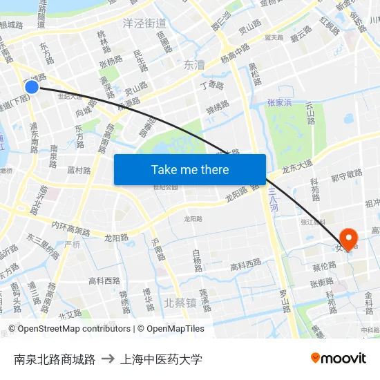 南泉北路商城路 to 上海中医药大学 map