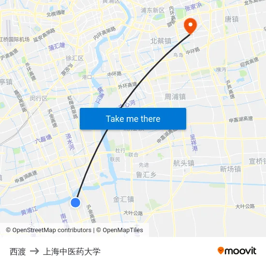 西渡 to 上海中医药大学 map