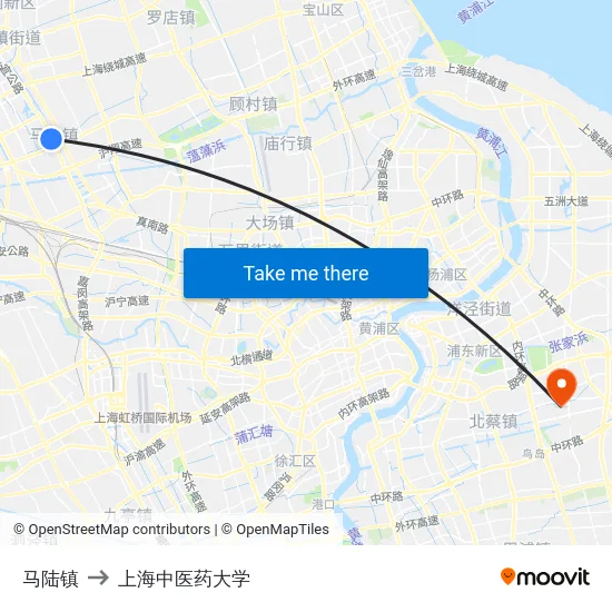 马陆镇 to 上海中医药大学 map