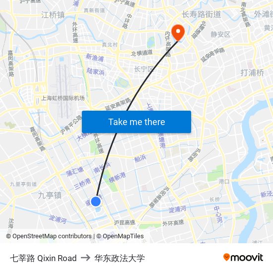 七莘路 Qixin Road to 华东政法大学 map