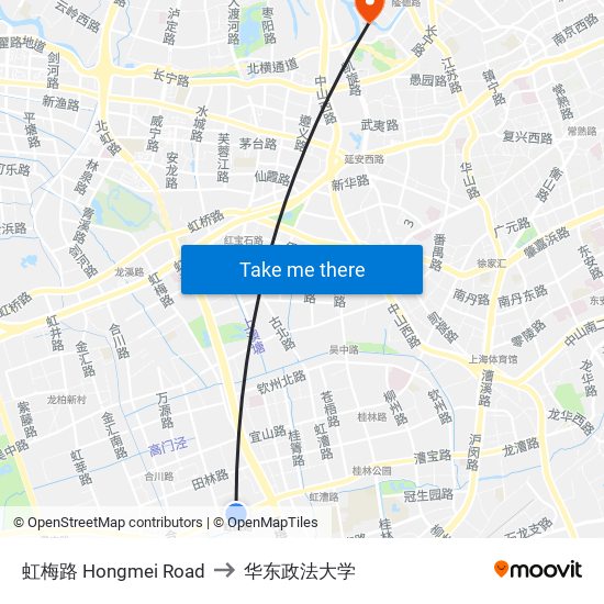 虹梅路 Hongmei Road to 华东政法大学 map