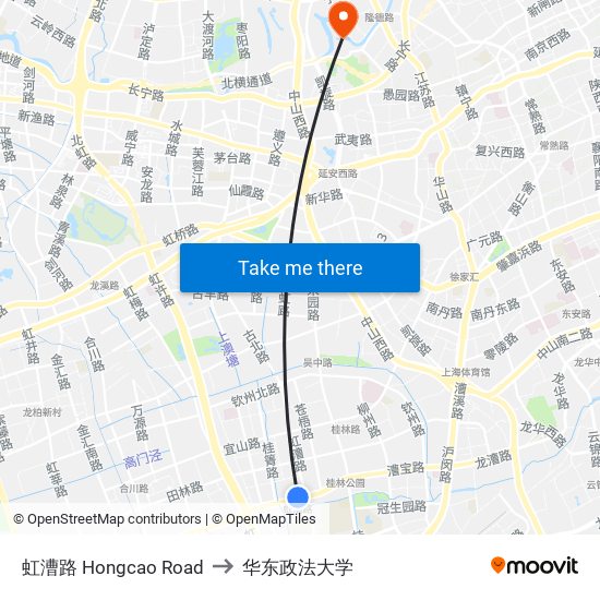 虹漕路 Hongcao Road to 华东政法大学 map