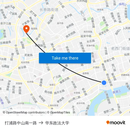 打浦路中山南一路 to 华东政法大学 map
