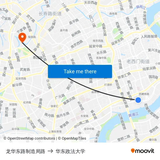 龙华东路制造局路 to 华东政法大学 map