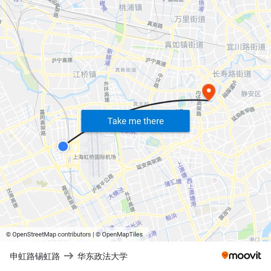 申虹路锡虹路 to 华东政法大学 map