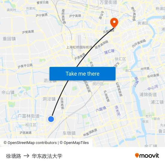 徐塘路 to 华东政法大学 map