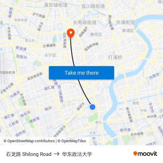 石龙路 Shilong Road to 华东政法大学 map
