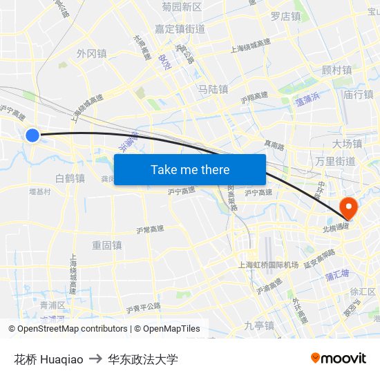 花桥 Huaqiao to 华东政法大学 map