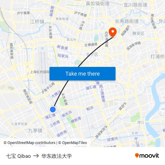 七宝 Qibao to 华东政法大学 map