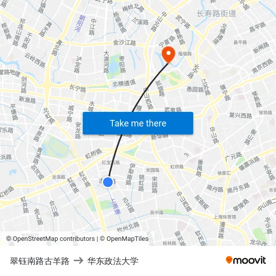 翠钰南路古羊路 to 华东政法大学 map