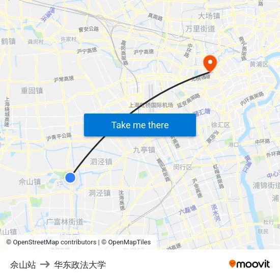 佘山站 to 华东政法大学 map