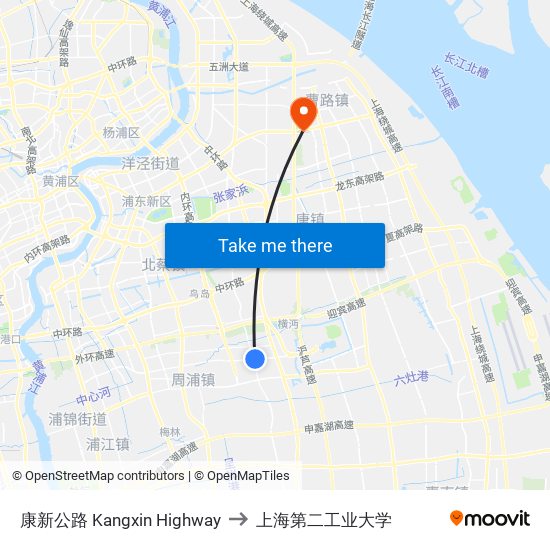 康新公路 Kangxin Highway to 上海第二工业大学 map