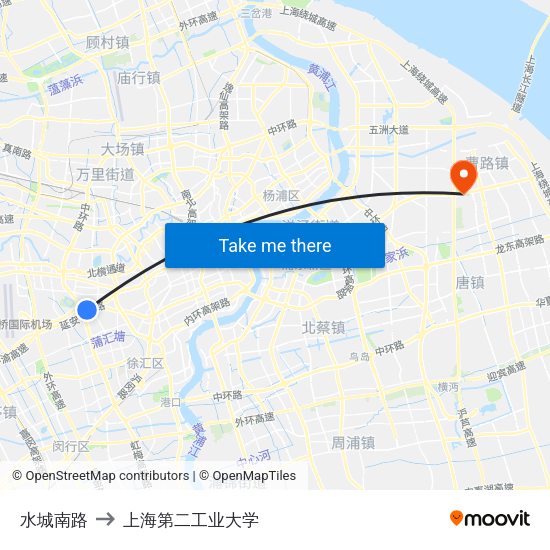水城南路 to 上海第二工业大学 map