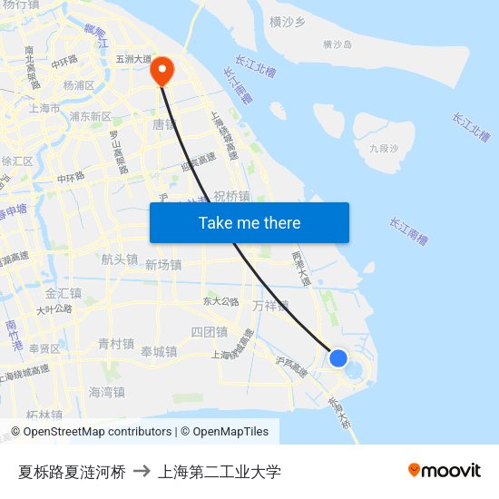 夏栎路夏涟河桥 to 上海第二工业大学 map