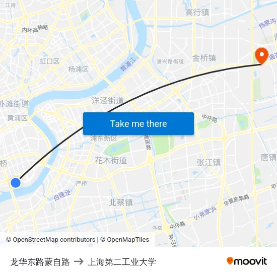 龙华东路蒙自路 to 上海第二工业大学 map