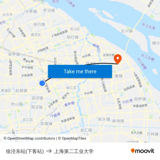 徐泾东站(下客站) to 上海第二工业大学 map