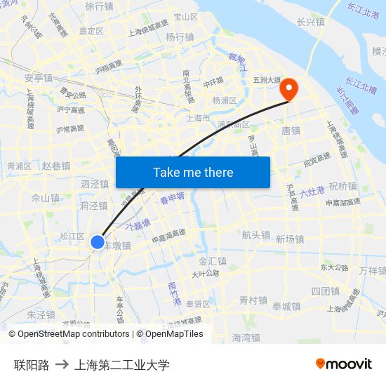 联阳路 to 上海第二工业大学 map