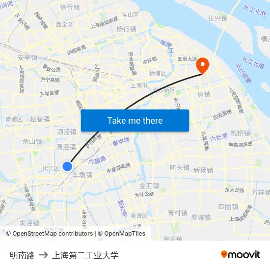 明南路 to 上海第二工业大学 map