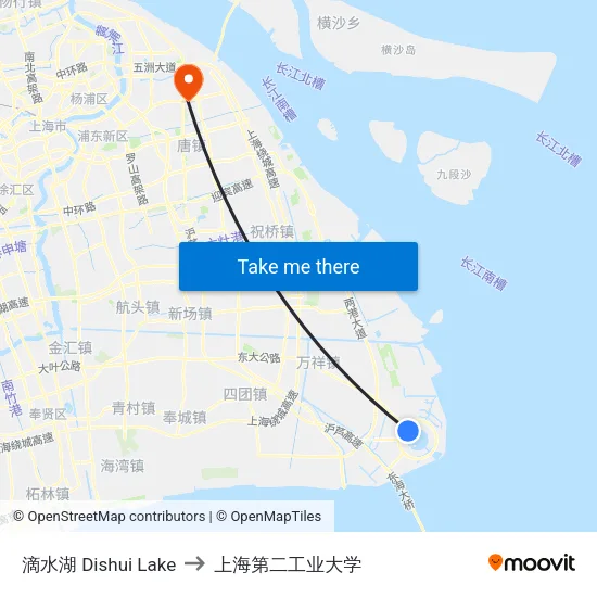 滴水湖 Dishui Lake to 上海第二工业大学 map