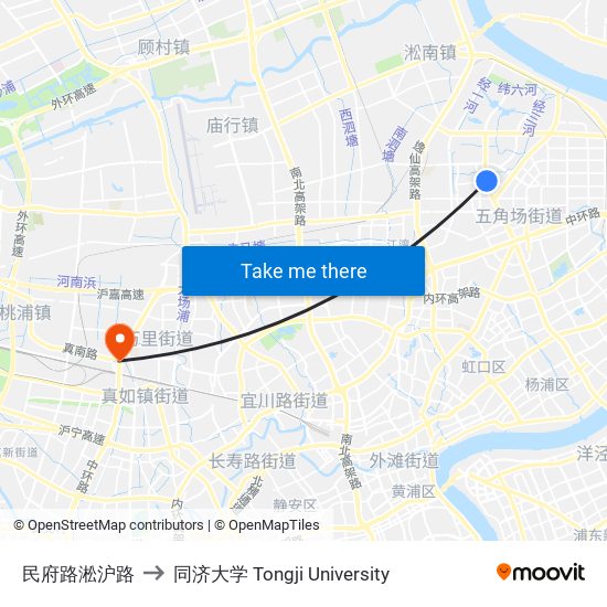 民府路淞沪路 to 同济大学 Tongji University map