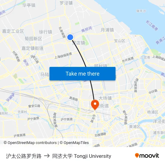 沪太公路罗升路 to 同济大学 Tongji University map