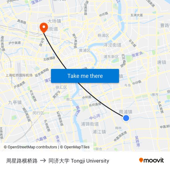 周星路横桥路 to 同济大学 Tongji University map