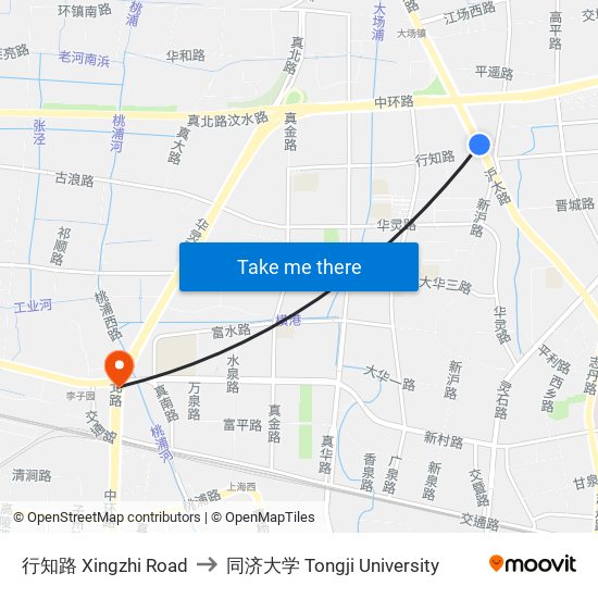 行知路 Xingzhi Road to 同济大学 Tongji University map