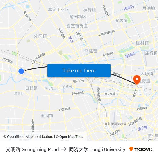 光明路 Guangming Road to 同济大学 Tongji University map