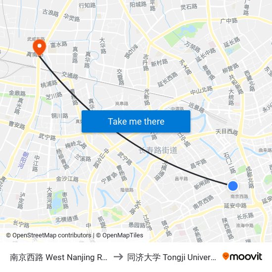 南京西路  West Nanjing Road to 同济大学 Tongji University map