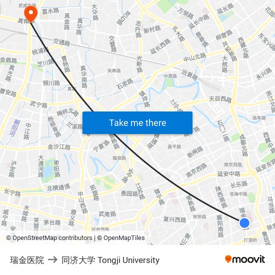 瑞金医院 to 同济大学 Tongji University map