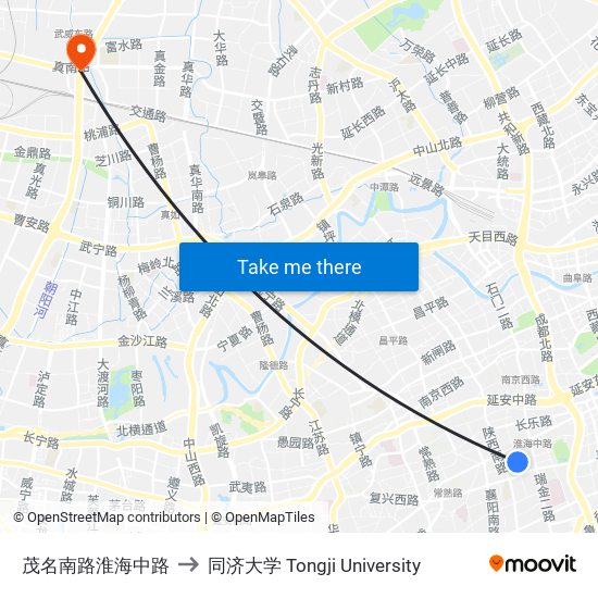 茂名南路淮海中路 to 同济大学 Tongji University map