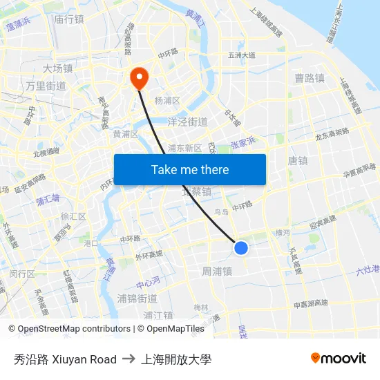 秀沿路 Xiuyan Road to 上海開放大學 map