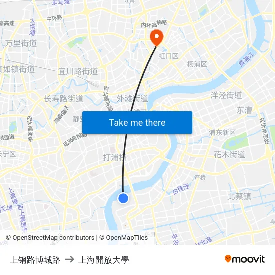 上钢路博城路 to 上海開放大學 map