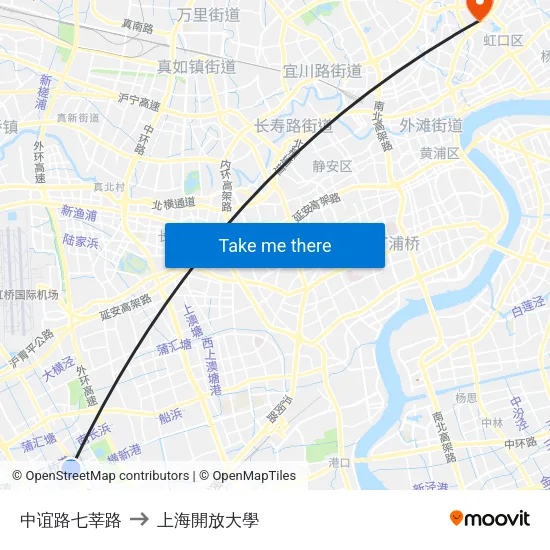中谊路七莘路 to 上海開放大學 map