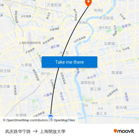 凤庆路华宁路 to 上海開放大學 map