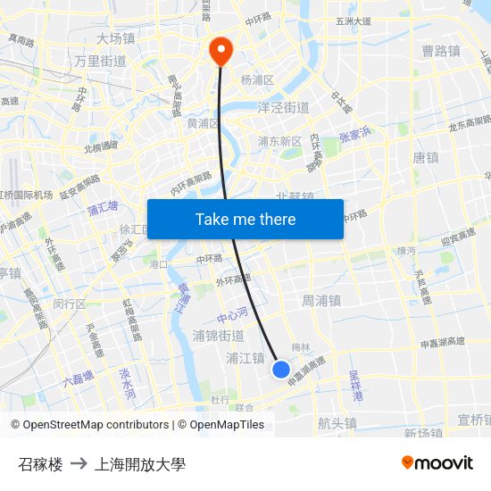 召稼楼 to 上海開放大學 map