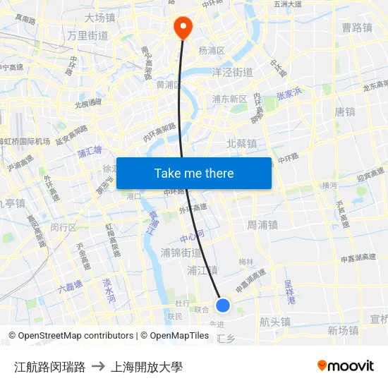 江航路闵瑞路 to 上海開放大學 map