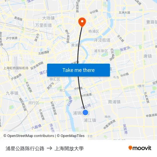 浦星公路陈行公路 to 上海開放大學 map