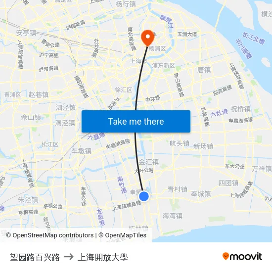 望园路百兴路 to 上海開放大學 map