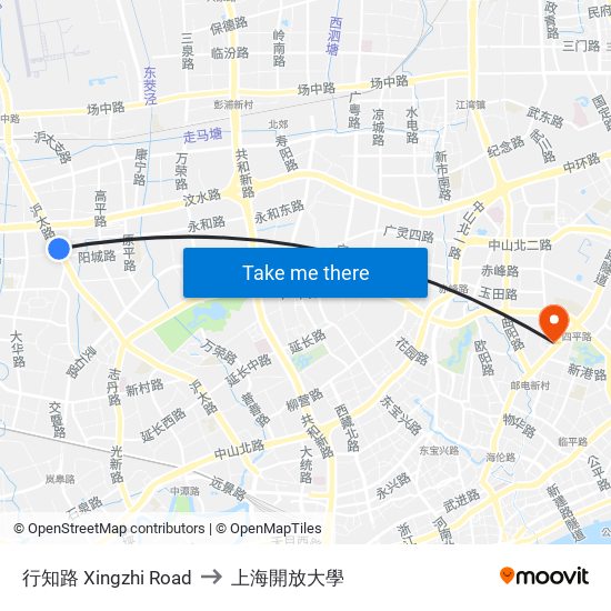 行知路 Xingzhi Road to 上海開放大學 map