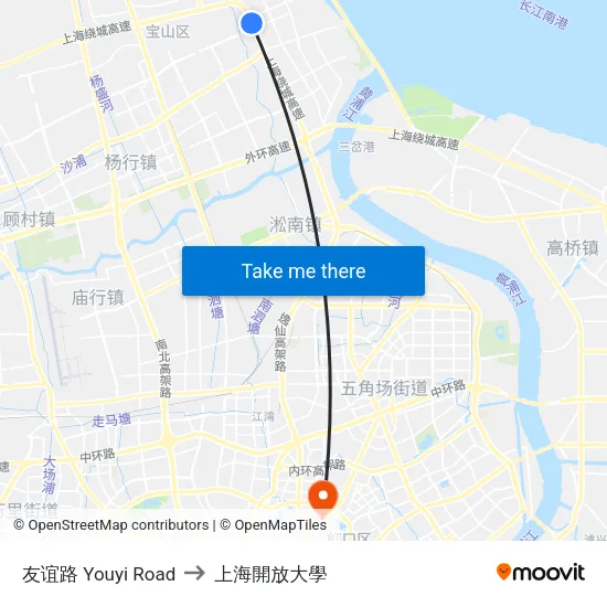 友谊路 Youyi Road to 上海開放大學 map