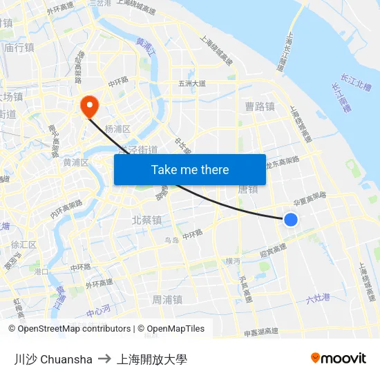 川沙 Chuansha to 上海開放大學 map