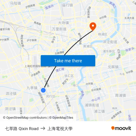 七莘路 Qixin Road to 上海電視大學 map