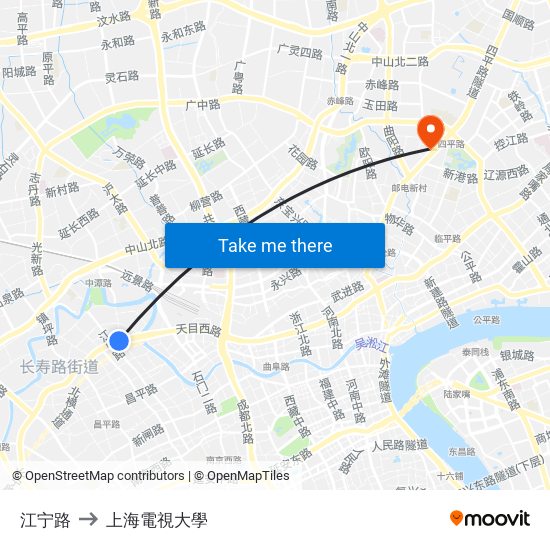 江宁路 to 上海電視大學 map