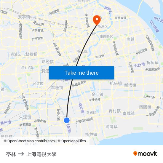 亭林 to 上海電視大學 map